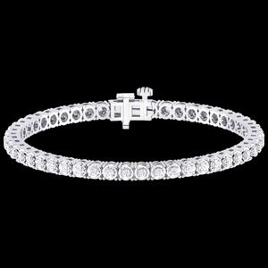 Brand New 1 CTW Genuine Diamond 925 Sterling Silver Circle Link Tennis Bracelet